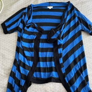 Striped short sleeved cardigan